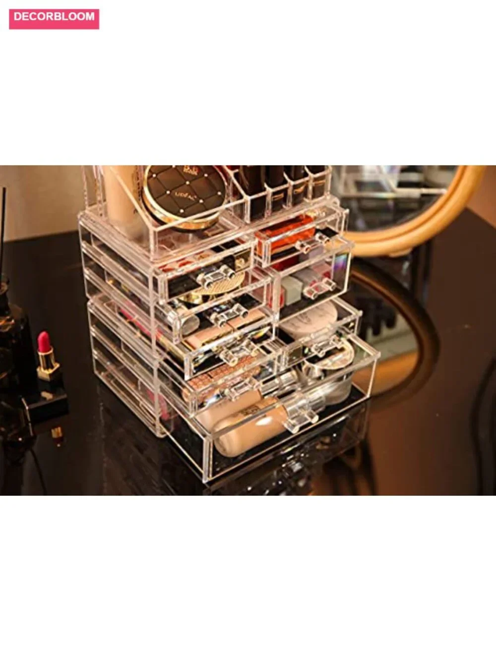 Acrylic 8 Drawer Stackable Makeup Organizer Countertop